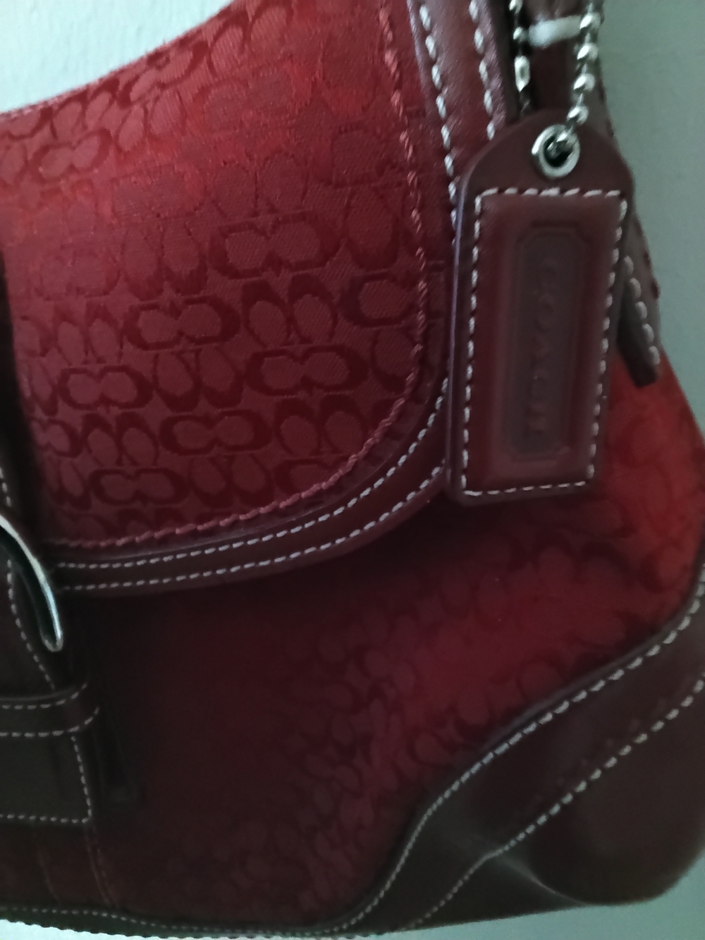 Coach Red Shoulder Bag with Buckle Detail - Picture 3 of 3